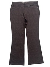 DG2 Diane Gilman Pants Womens PL Brown Pull On Stretch Bootcut Reptile Snakeskin