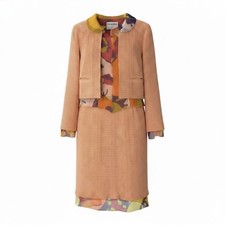CHANEL Tweed Jacket and Skirt Set Size 38 Orange Multicolor Women's