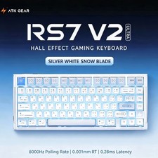 ATK RS7 V2 Ultra Silver White Hall Effect Gaming Keyboard, Snow Blade Magnetic