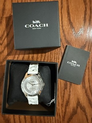 COACH Maddy Signature C White Silicone Watch Coach Maddy Watch White Leather Strap Nk6093sl01 Women main image 4