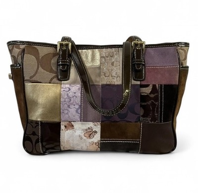 Coach Patchwork Tote Vintage Y2K Boho Multicolor Suede Leather