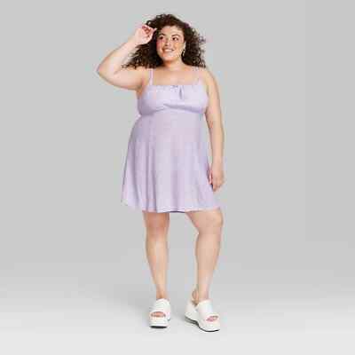 Women's Ruched Fit & Flare Dress - Wild Fable Lavender Floral S | eBay