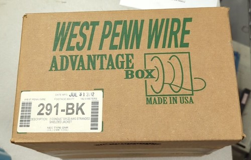 West Penn 291-BK 2 Sekunden 22 AWG abgeschirmt CMR bewertet schwarz, 600'