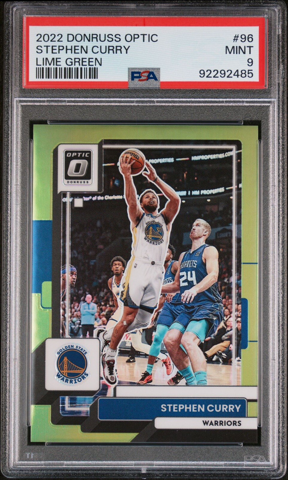 2022-23 Panini Donruss Optic Lime Green Prizm /149 Stephen Curry #96 PSA 9 MINT