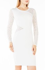 NEW BCBGMAXAZRIA JORDEN LACE-CONTRAST BODY-CON DRESS ONW61C05/B632W SIZE XS