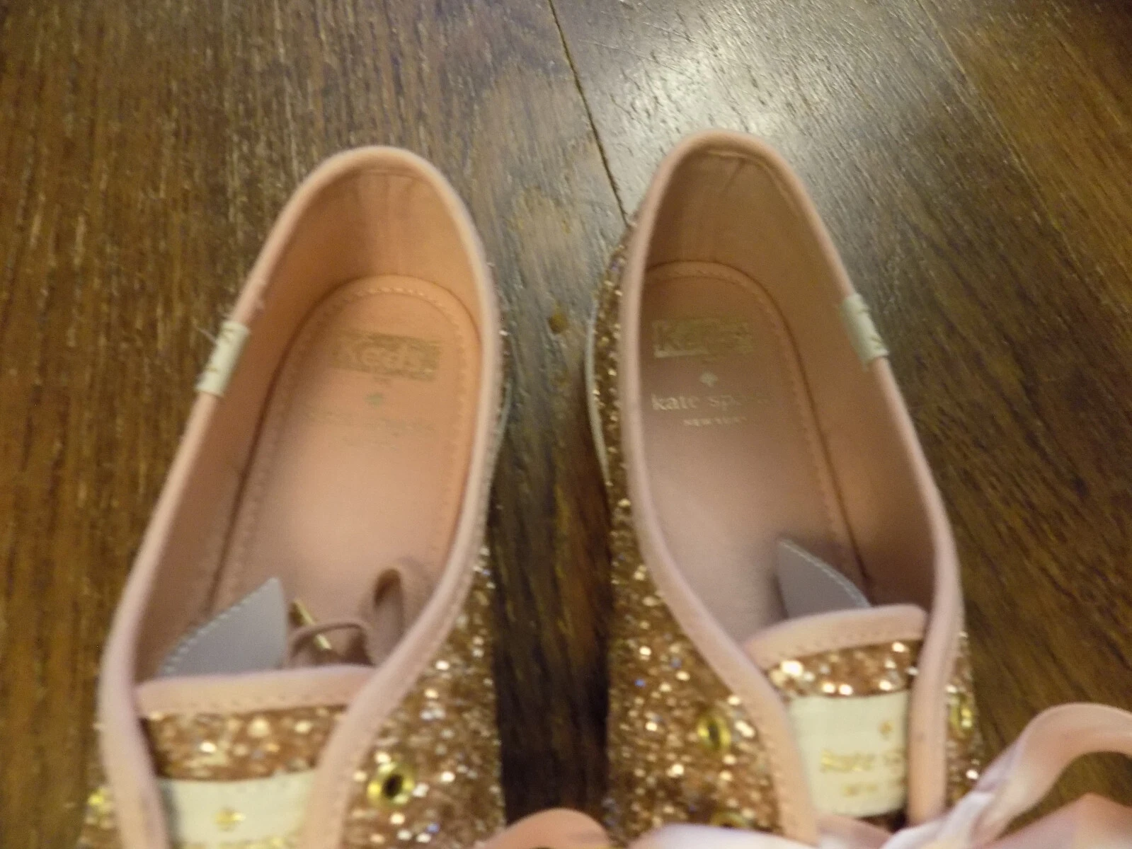 Sneakers Keds Champion Kate Spade X Glitter rosa oro rosa taglia 8 lacci raso nuove