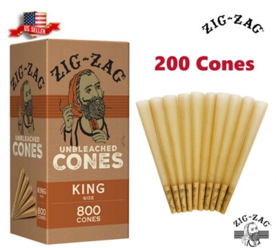 Zig-Zag  Unbleached Paper Cones King Size 200 Pack & Fast Shipping US