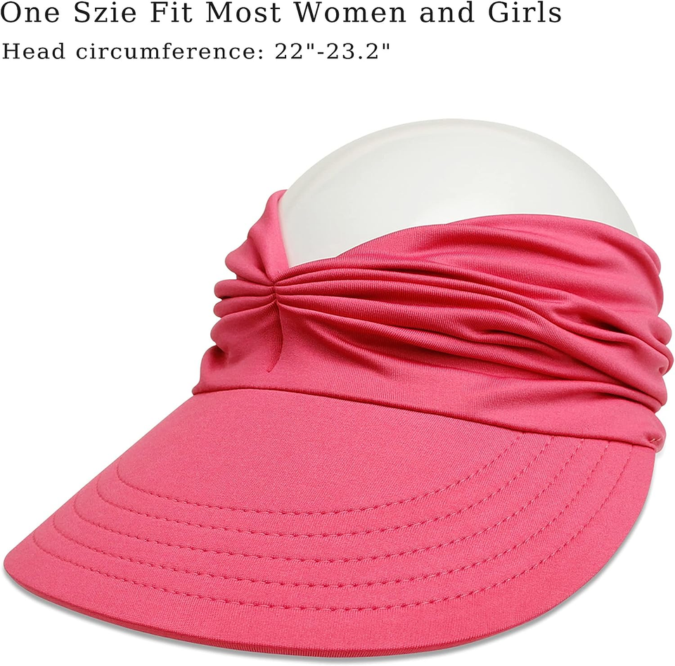 Women Sun Visor Hat Wide Brim Summer UV Protection Visors Packable Ponytail Beac eBay