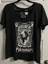 Vintage Janis Joplin Shirt Women's Small Black 1969 San Francisco