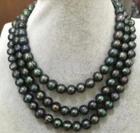 Charming Natural Genuine 9-10mm South Sea Black Tahitian Pearl Necklace 18-50"