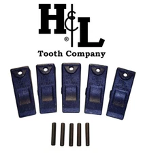 X156L Long Hensley Style Bucket Teeth (5 Pack) + Pins, by H&L Tooth Co. 156