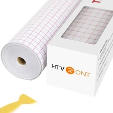 HTVRONT Transfer Tape for Vinyl - 12" x 150 FT Red Alignment Grid Clear Trans...