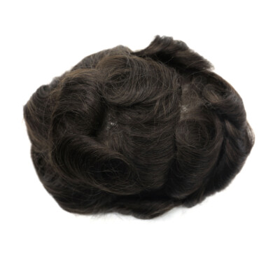 Mens Frontal Hairpiece Invisible Human Hair V-Loop Skin Pu for Receding Hairline