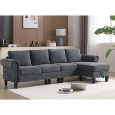 4 Seater Sectional Sofa Love Seat Convertible Settee Room Apartment w/ Storage