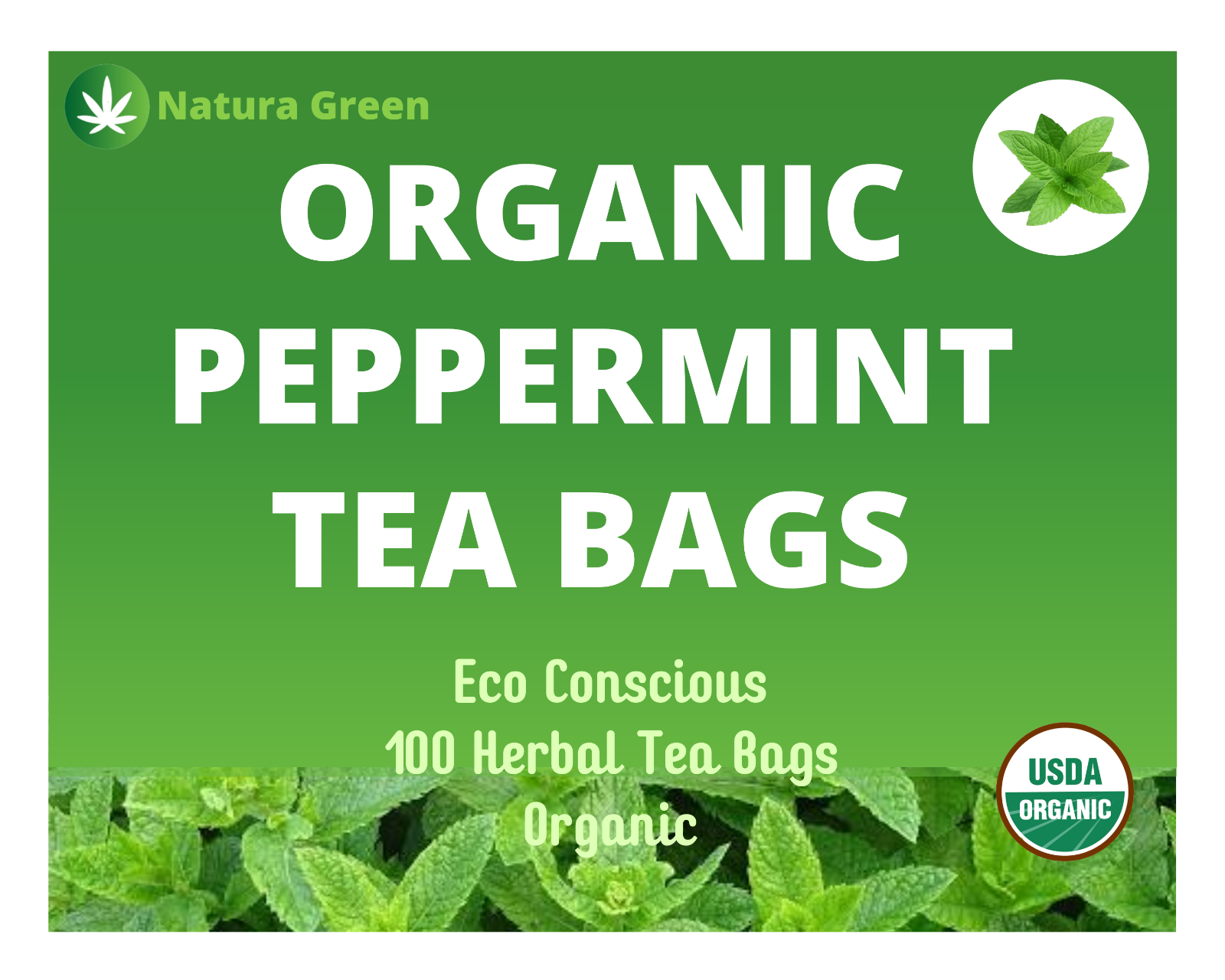 Organic Peppermint Tea Bags 100 Tea Bags EcoConscious Tea Bags eBay