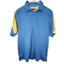 Callaway Golf Polo Shirt Mens Sz Medium Light Weight Blue Yellow Mesh Breathable