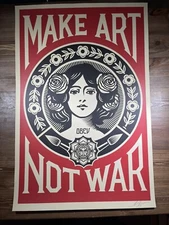 Shepard Fairey Obey Giant MAKE ART NOT WAR Art Print Poster Signed  24x36