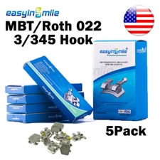 5pk EASYINSMILE Dental Braces Orthodontic MINI MBT/Roth 022 3/345 Brackets MIM 