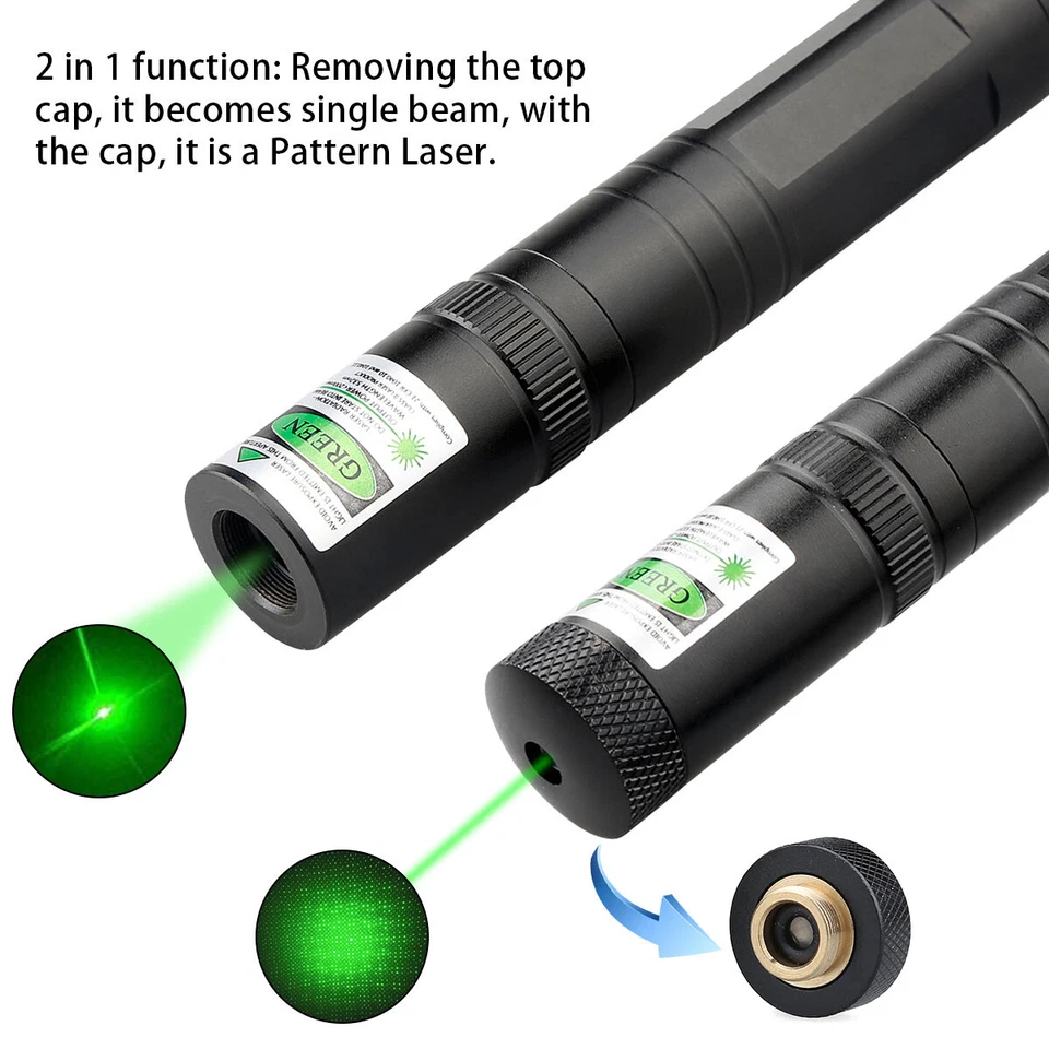 2 Stück 2000 Meilen 532 nm grüner Laserpointer sichtbarer Lichtstrahl mit Akku - Bild 4 von 4