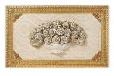 Wall plaque Flowers Roses IN Vase Capodimonte porcelain 59 1/8in W/Frame Gold