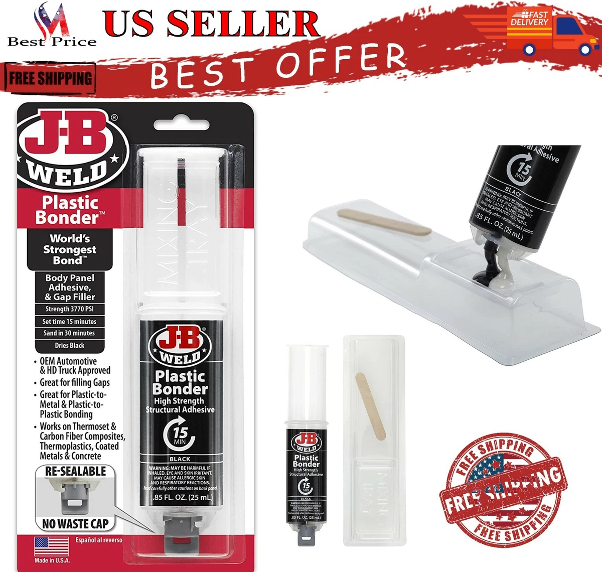 JB Weld Plastic Weld Quick Setting Epoxy Syringe Bonder, 42 OFF