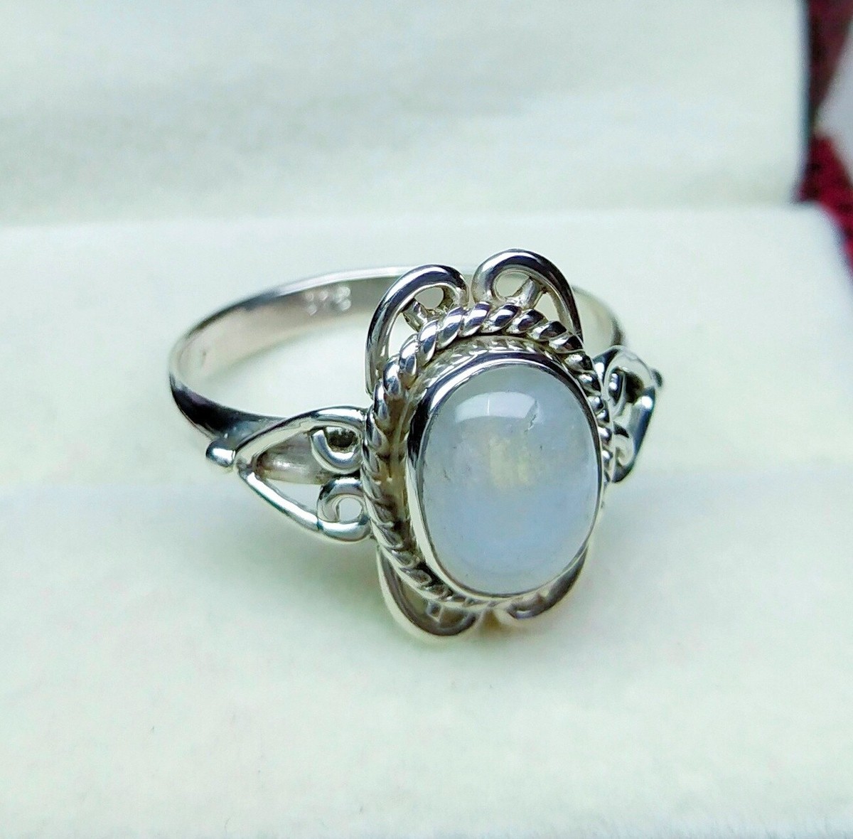925 Sterling Silver Rainbow Moonstone Ring Gemstone Ring