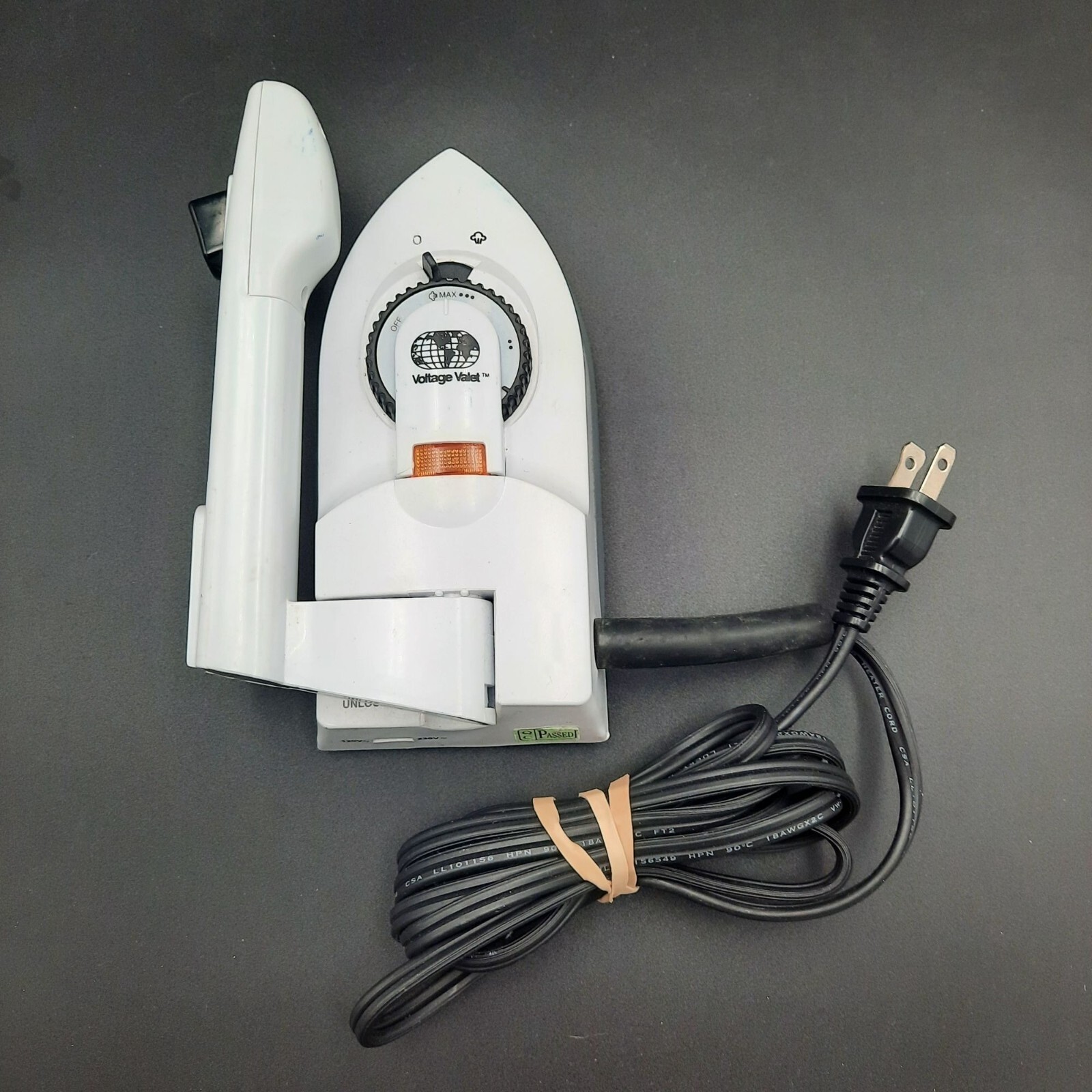 Vintage Voltage Valet SS2 Dual Voltage Folding Travel Iron Adjustable Handle