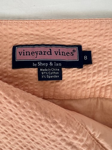 NEW Vineyard Vines Shep & Ian Skirt sz 8 Peach Orange Cotton Mini Whale on Waist - Picture 5 of 7