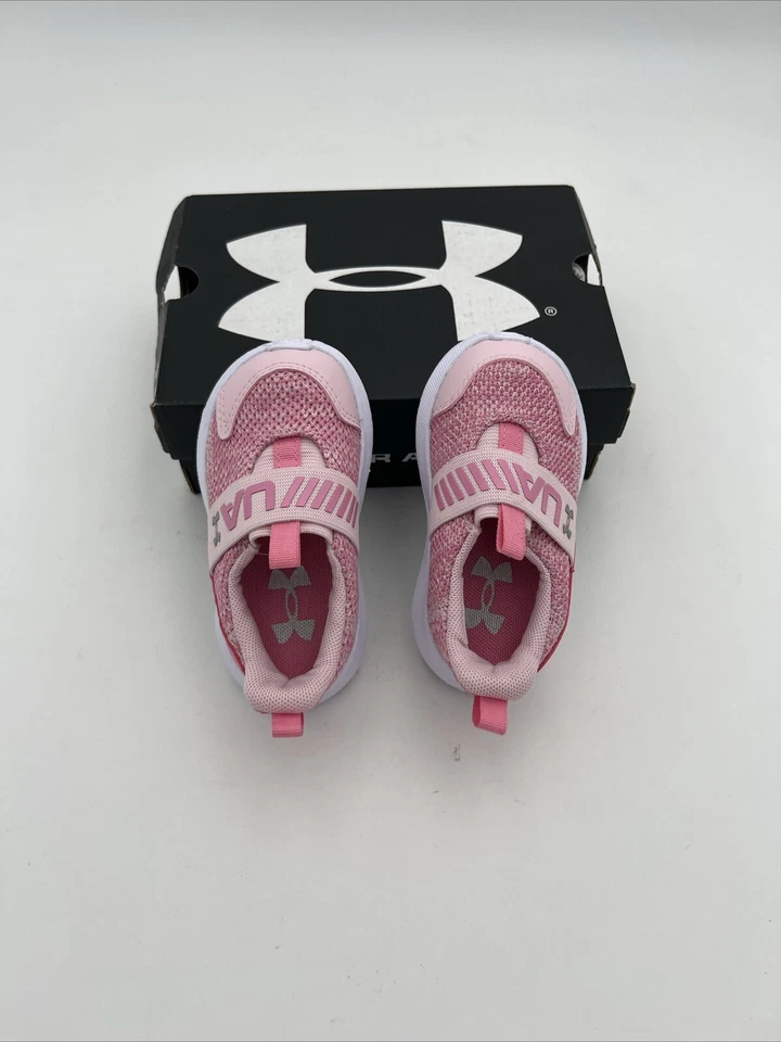 Under Armour UA Surge 3 Bebé Infante Niñas Zapatos para Correr Sin Cordones Rosa Talla 5K Foto 2 de 4