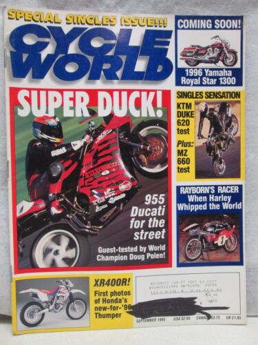Cycle World Magazine September 1995 955 Ducati Honda XR400R KTM Duke 620 Yamaha - Afbeelding 1 van 4