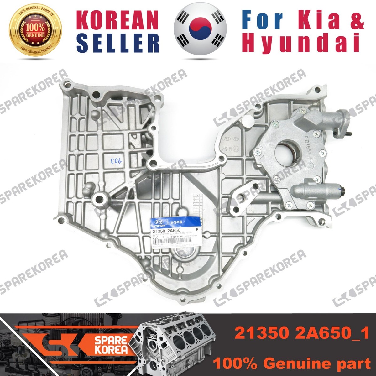 Genuine/OEM 213502A650 COVER ASSY-T/CHAIN for Kia Forte (Cerato