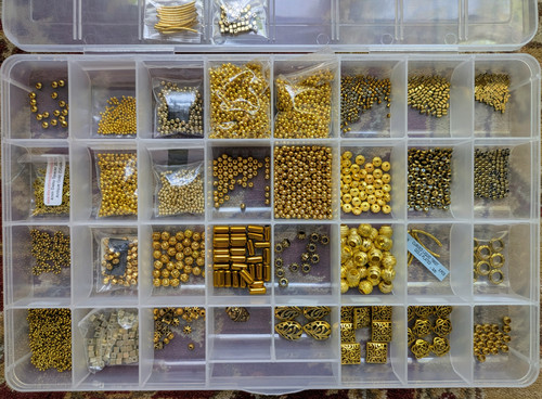 Assorted Large Lot of Gold Colored Beads