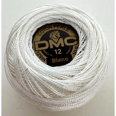 DMC Coton Perle Embroidery Thread Ball 12 Weight Blanc 129m Cotton 10g White