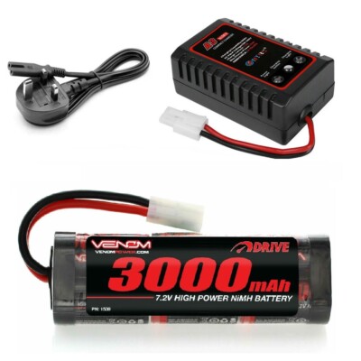 Tamiya RC Auto Akku 7,2V 3000mAh NiMH Rechargeable Battery + 2Ah Schnellladegerät