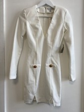 WHITE GOLD BLAZER DRESS BNWT 8 RARE LONDON GLAM MILITARY SUMMER TOWIE CELEB BOHO