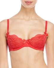 L'Agent by Agent Provocateur Vanesa 34B S Demi Lace Bra Thong Set Valentine Red