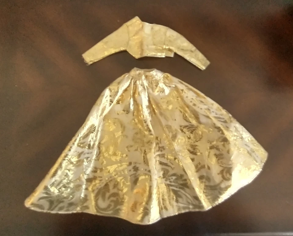 Винтажная юбка и куртка Barbie Fashion Avenue, золотистый металлик - Изображение 2 из 3