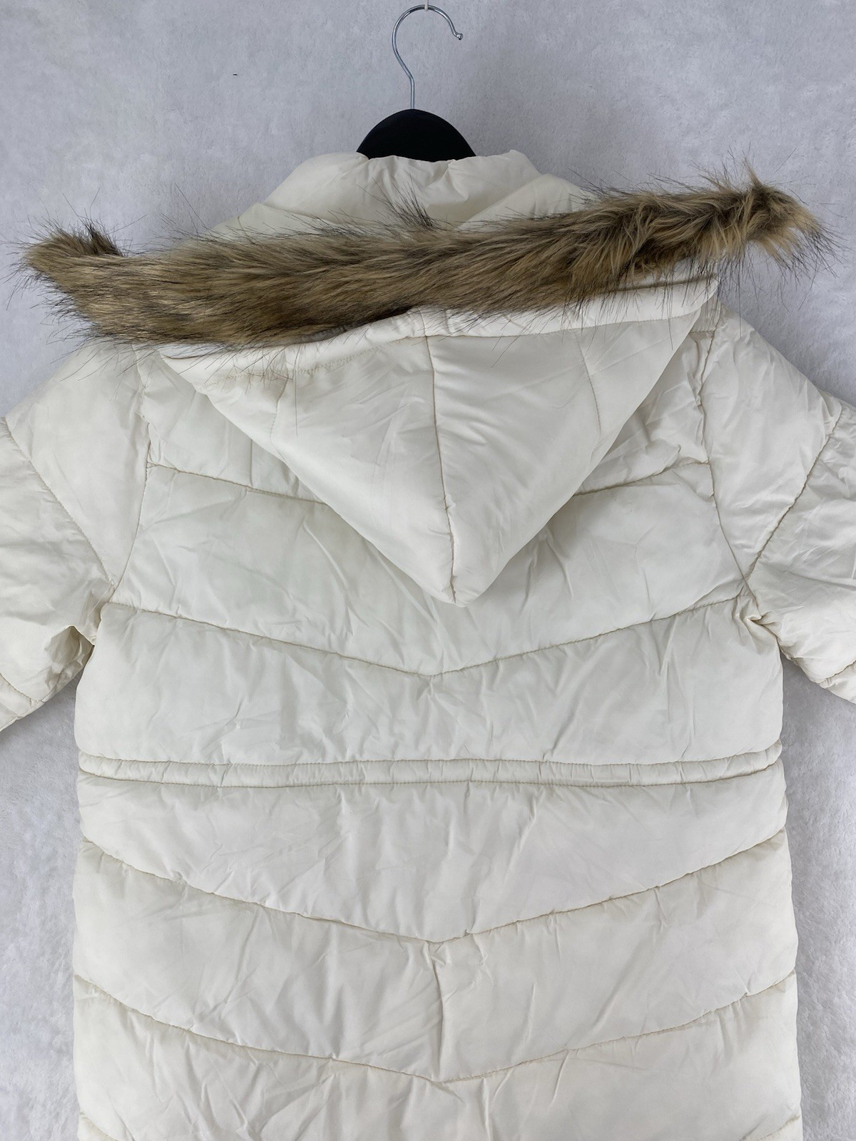 True Religion Jacket Women Large Winter White Fur Lined Hooded Puffer Parka $299 thumbnail 15
