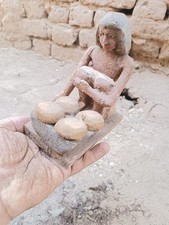Ancient egyptian antique bakery figurine showing daily life, rare historical