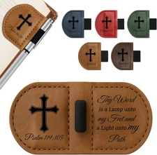 Bygone Mark Personalized Magnetic Leather Bookmark with Pen Holder - Inspiration