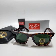 Ray-Ban RB2140 Wayfarer Classic Sunglasses Tortoise Frame Glass Green Lens 50 mm