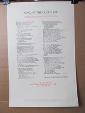 Broadside, Song of the Queen Bee, by E.B. White, Alcuin Society, 1969
