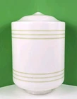 Vintage 17" Light Shade Globe Hanging White Milk Glass Green Stripes Art Deco