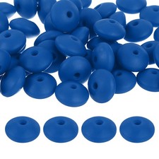 50Pcs, 12mm Silicone Lentil Beads Loose Abacus Bead for DIY Sea Blue