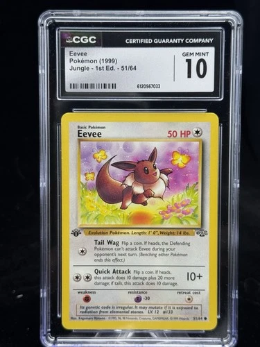 Eevee #51 1st Edition Jungle 1999 Pokémon CGC 10 ✨