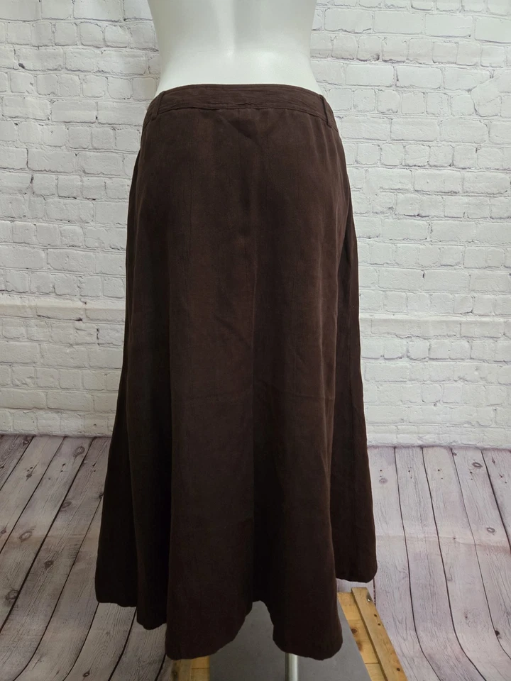 Falda acampanada de gamuza sintética para mujer JM Collection talla 10 marrón Cottagecore Boho Foto 2 de 4