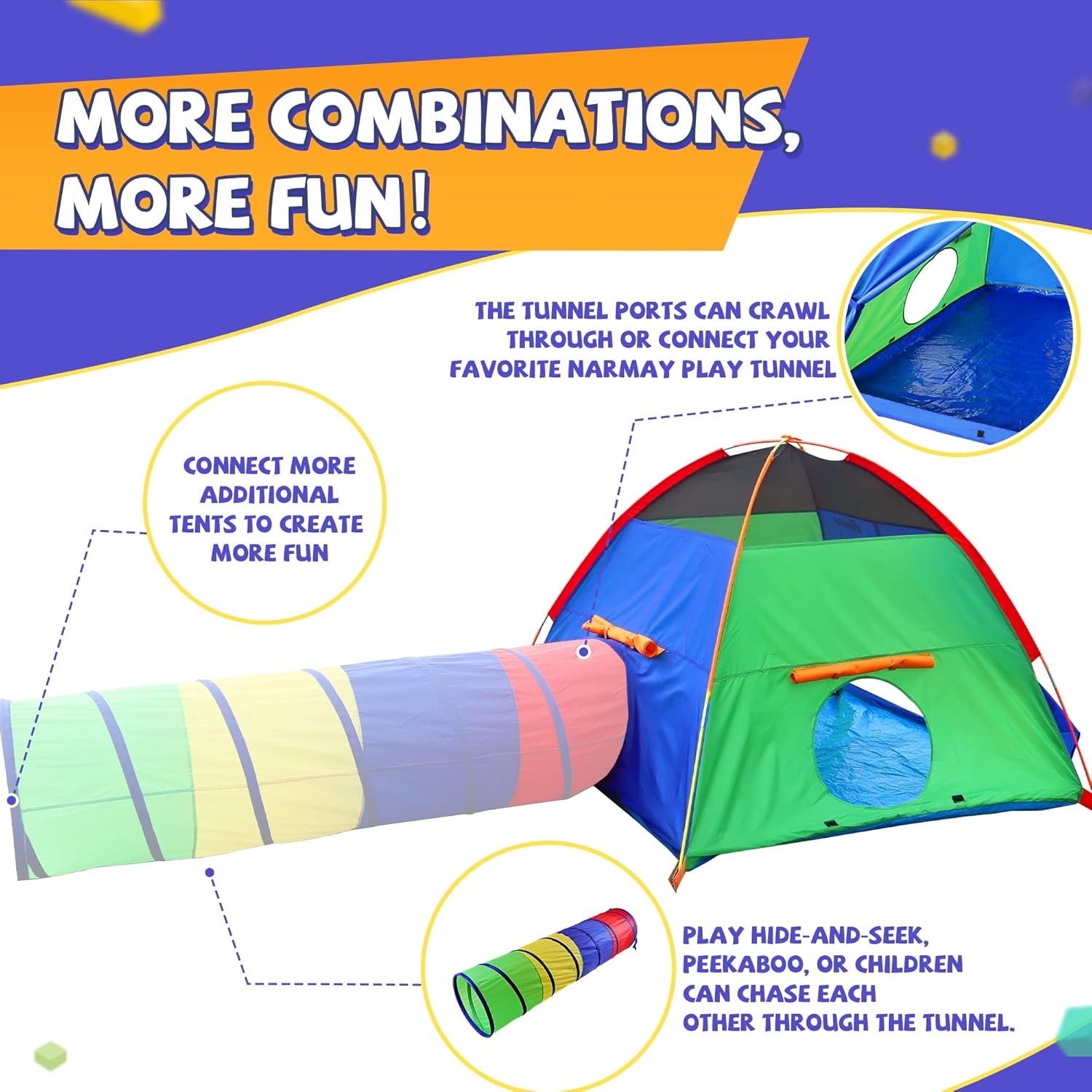 Play Tent Easy Fun Dome Tent for Kids Indoor/Outdoor Fun - 60 x 60 x 44 inch