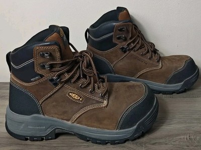 Keen Utility Womens Evanston 6in WP Bison/Black Leather Work Boots 8.5 M