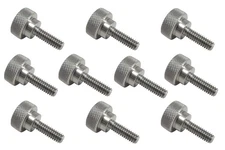 10 Pack 1/4-20 x 3/4 Inch Threads 303 Stainless Steel Diamond Knurled Thumb S...