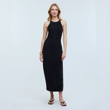 Madewell Crisscross Midi Slip Dress in Cupro-Blend Size 2 in Black NWT